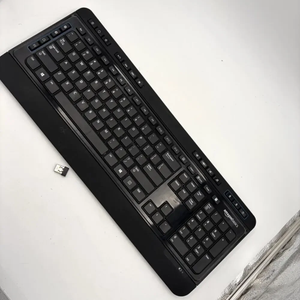 AmazonBasics Wireless Keyboard KBLGOD-US w USB Receiver Tested Black